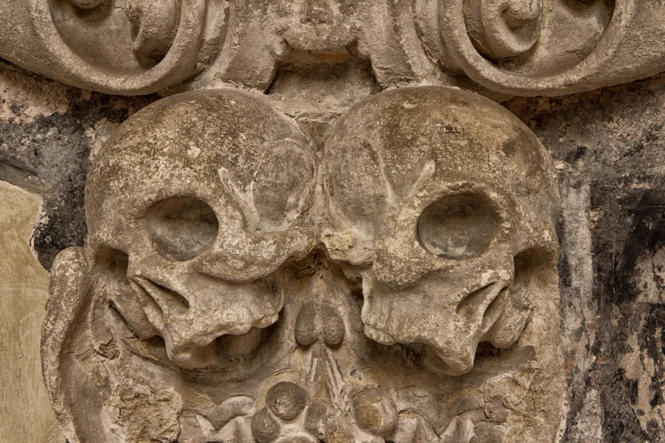 Stone carved skulls