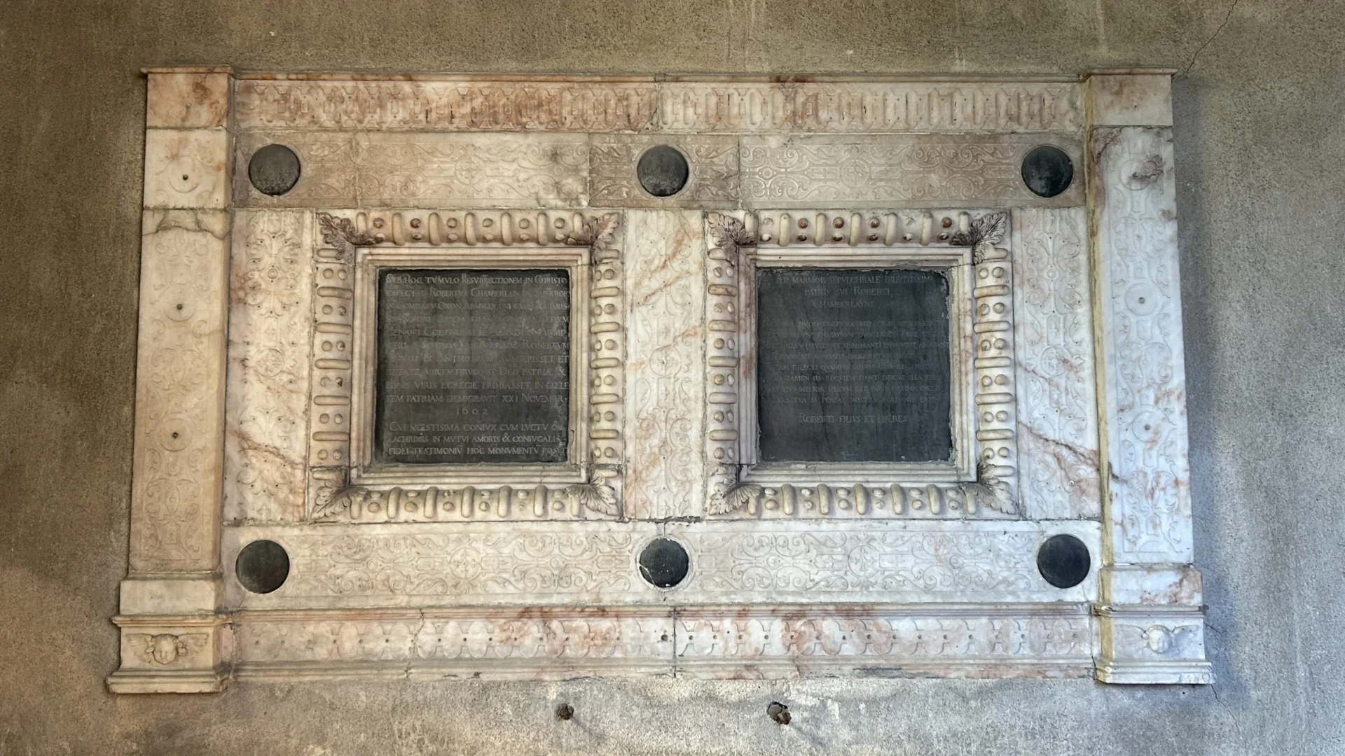 Monument in south transept at All Saints Church in Shirburn