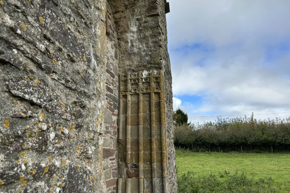 Close up of tower at St James Church, Upton