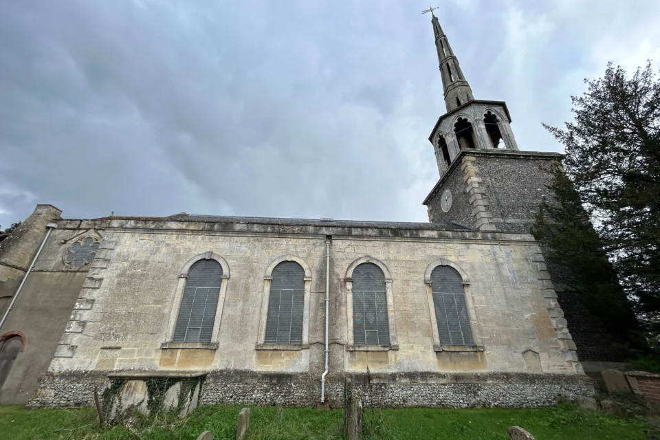 Exterior Image of the nave and tower with spire of St. Peter's Church Wallingford