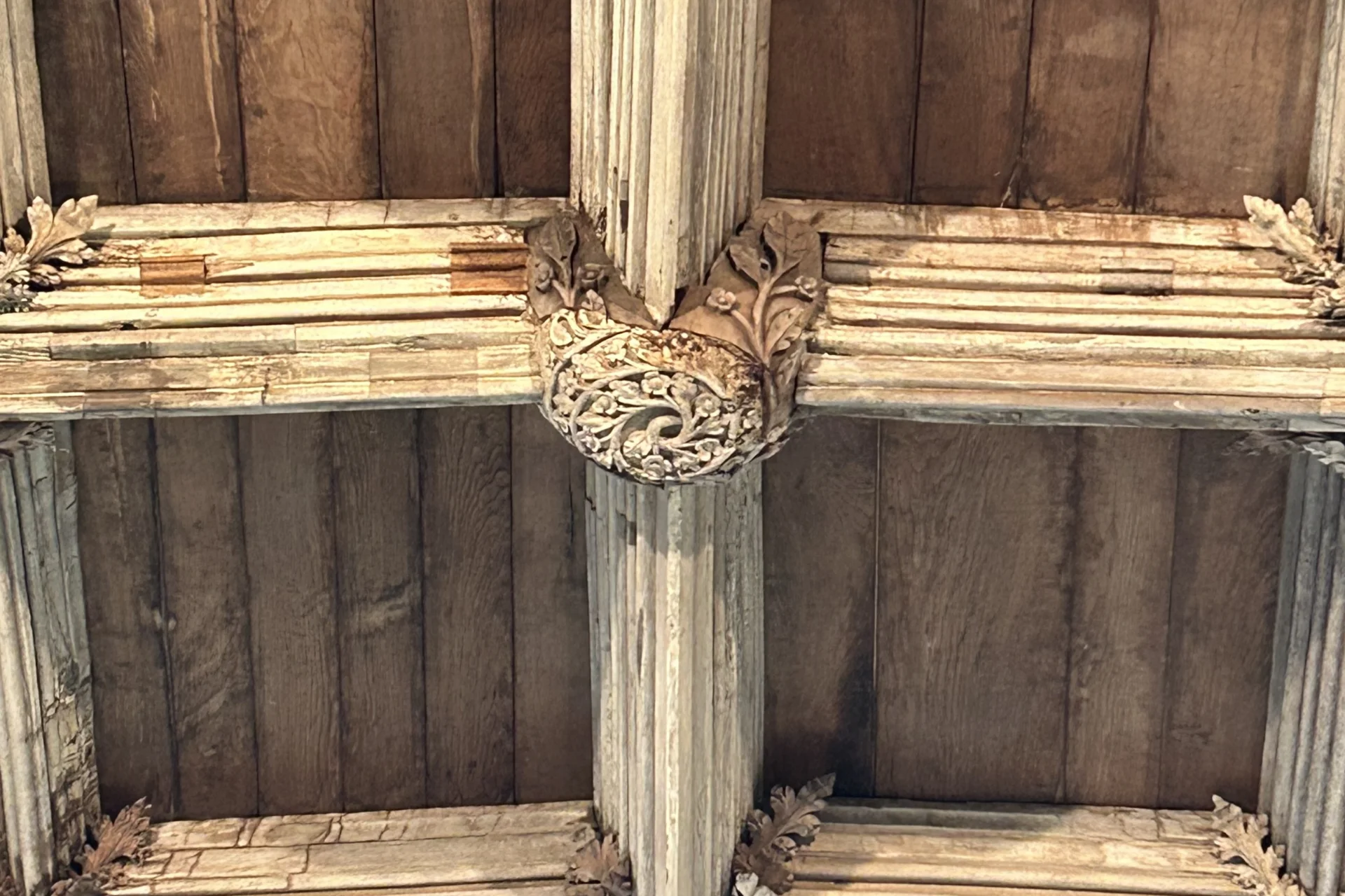 Close up image of ceiling at All Saints', Langport