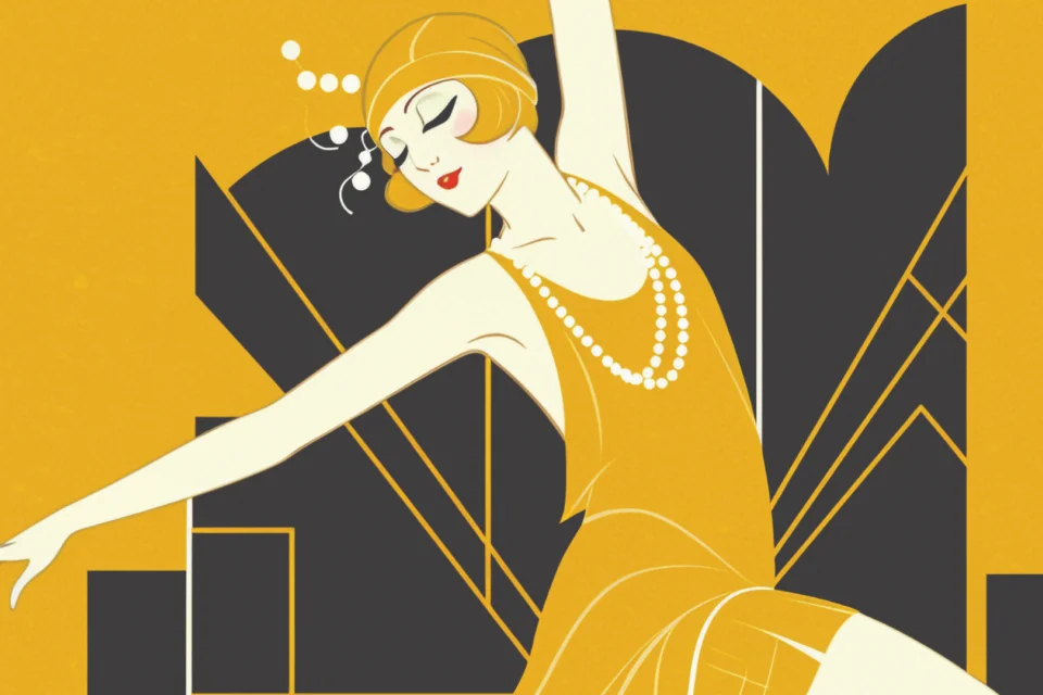 Flapper girl dancing illustration