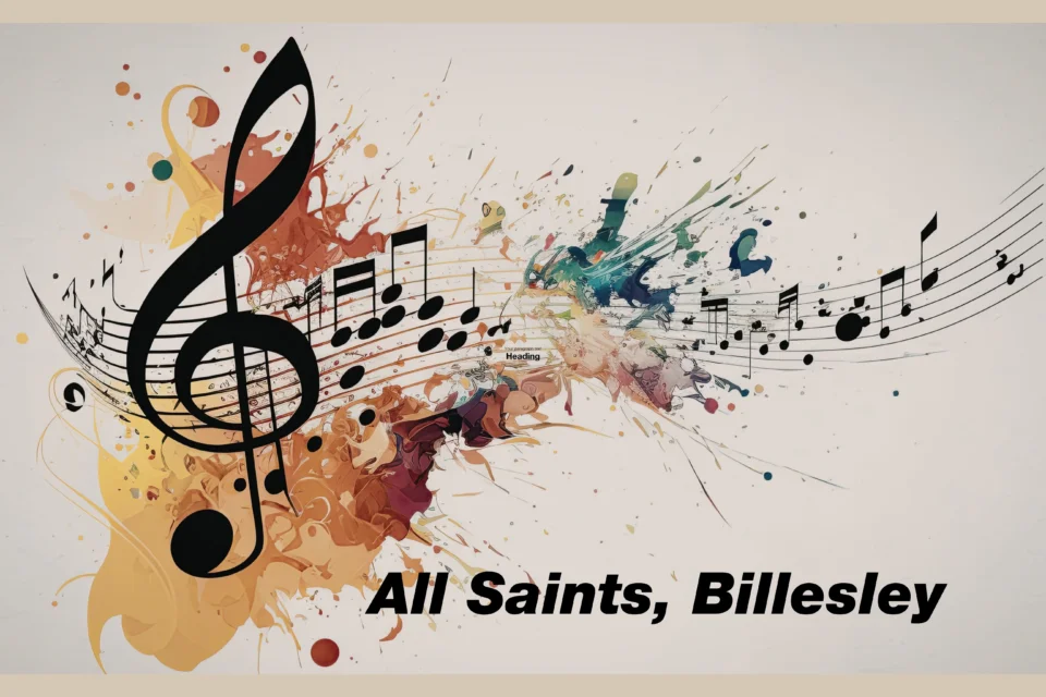 Treble clef and music notes along with paint splashes