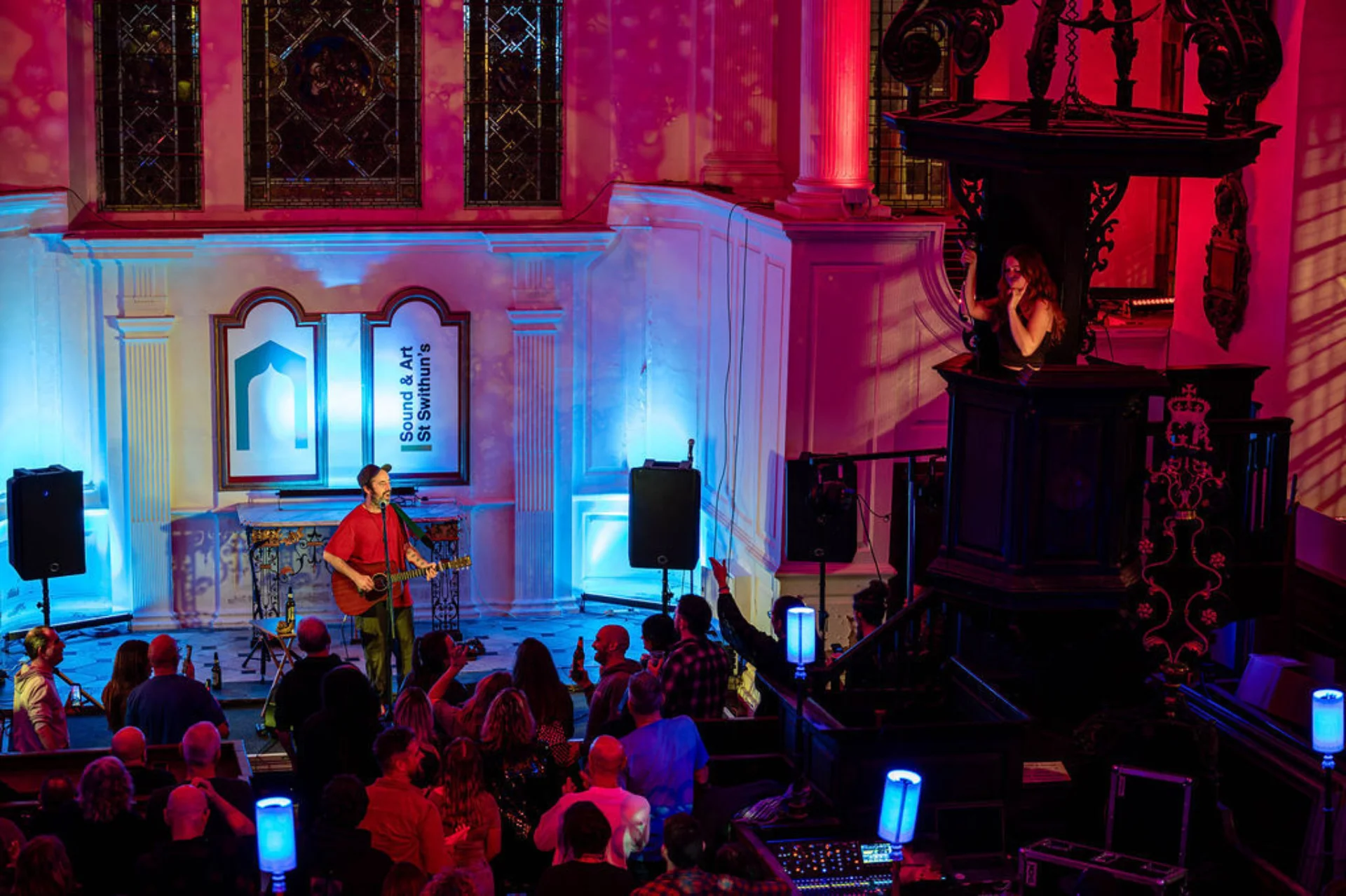 Beans on Toast performing at St Swithun's in December 2025.