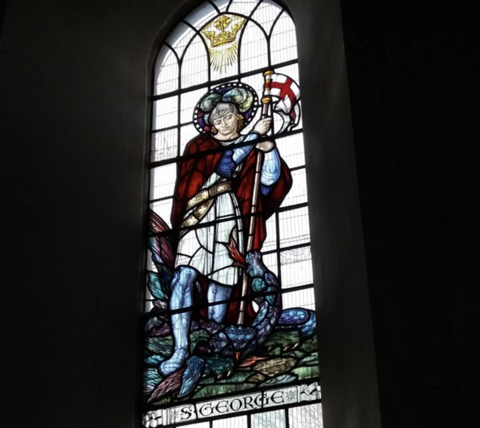 Stained glass window at St Mary's Church, Sandwich