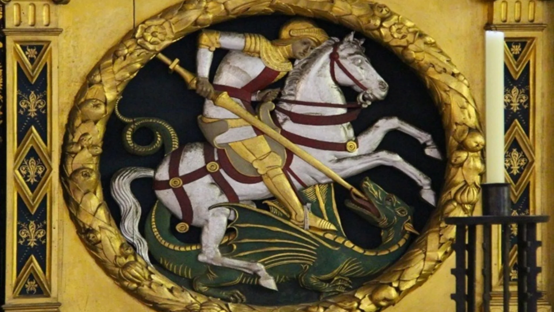 image of st george on a horse battling the dragon