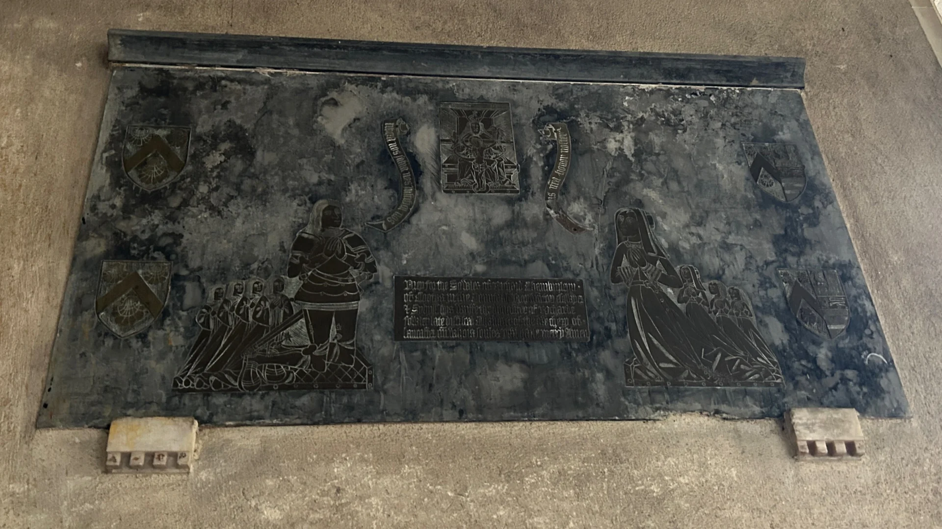 Brass plaque on wall