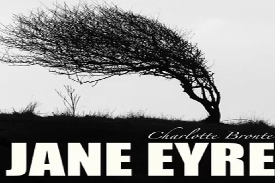 black tree illustration shaped by strong wind