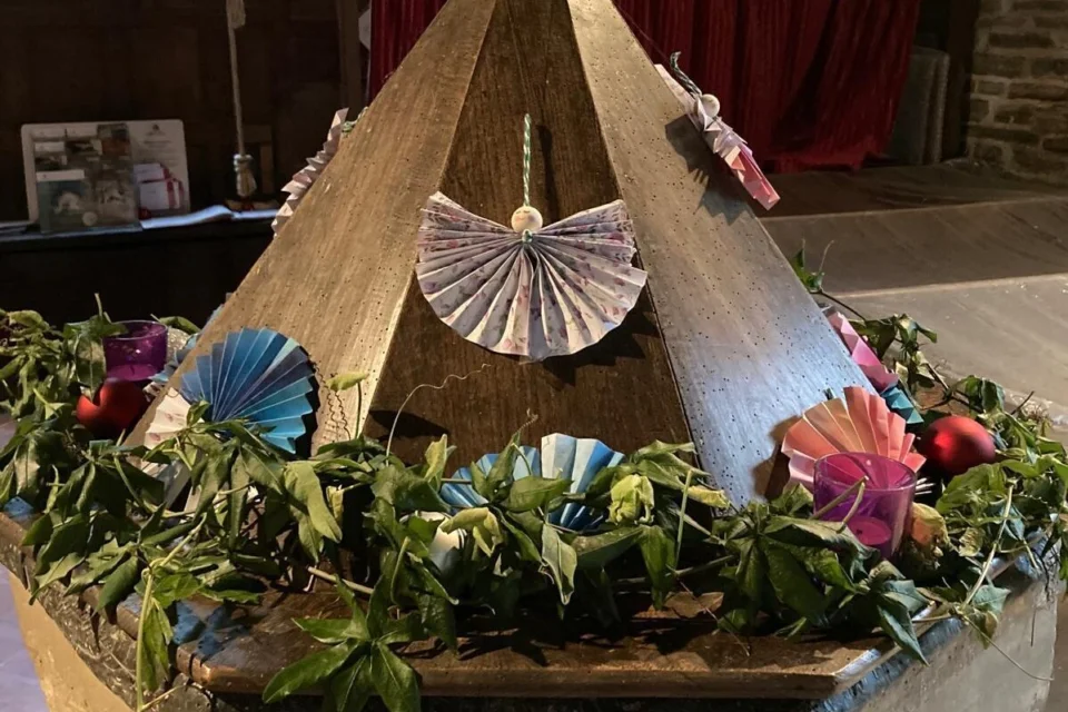 Font decorated for Christmas