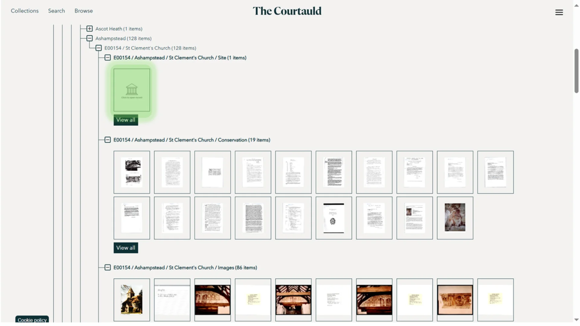 The new online survey database is navigable using a file tree arranged by painting type and geographical location.