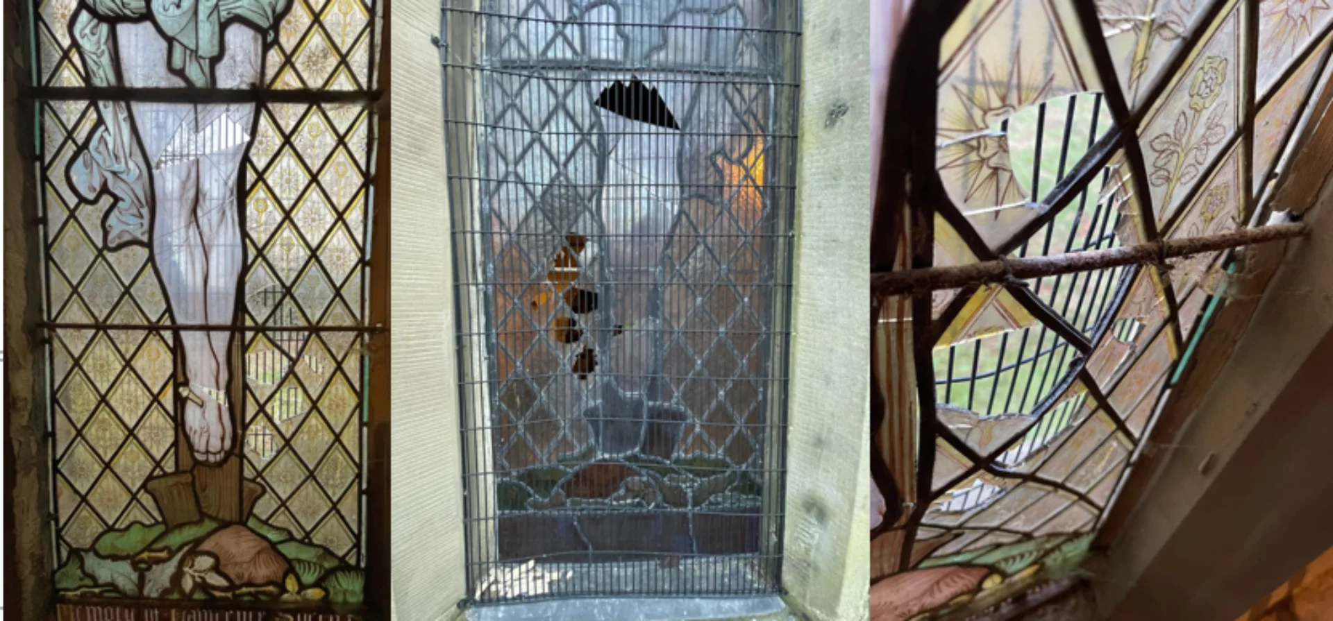 Damaged windows at St Michael and All Angels', Brownsover