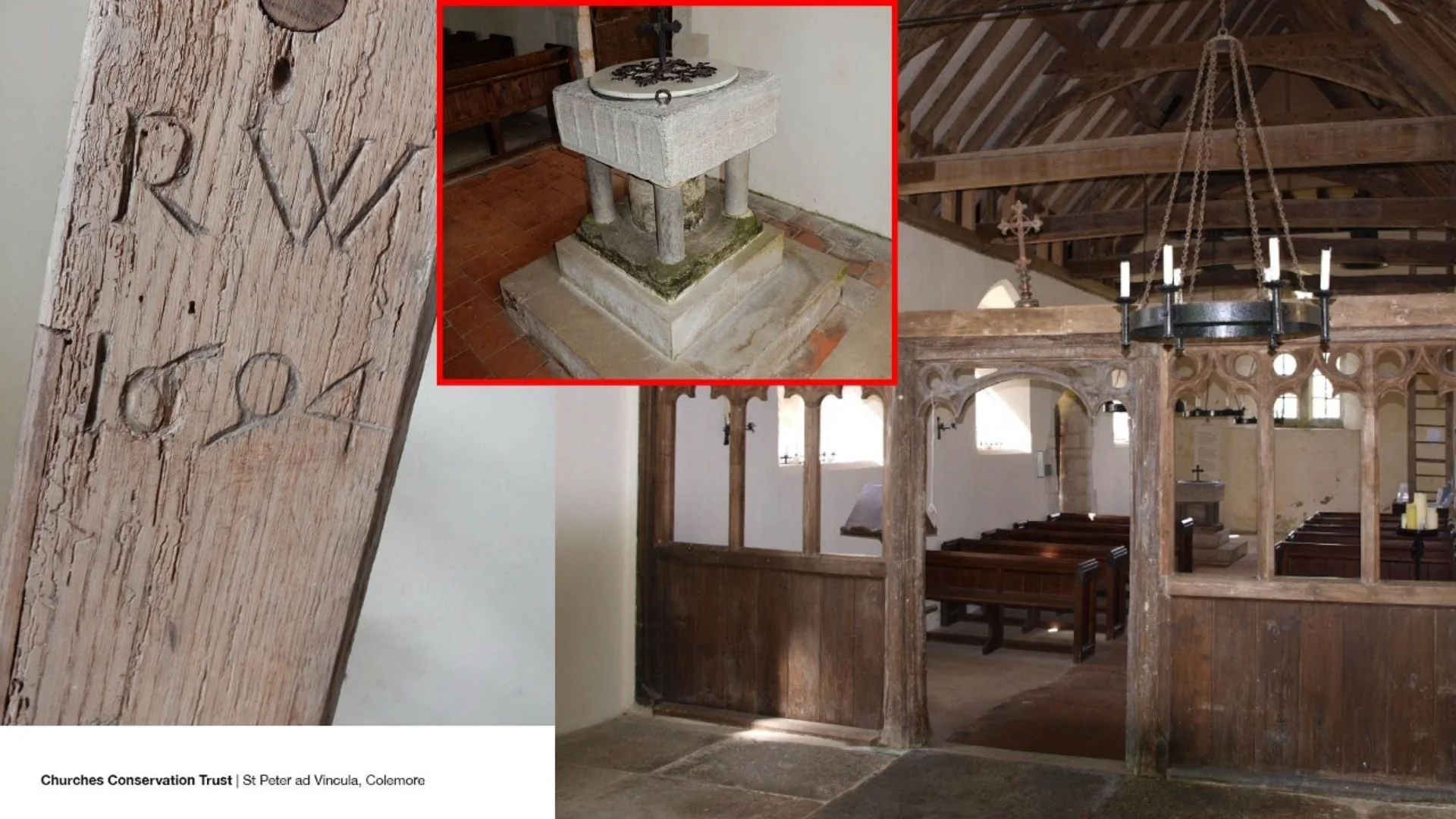Internal features of St Peter ad Vincula Church in Colemore