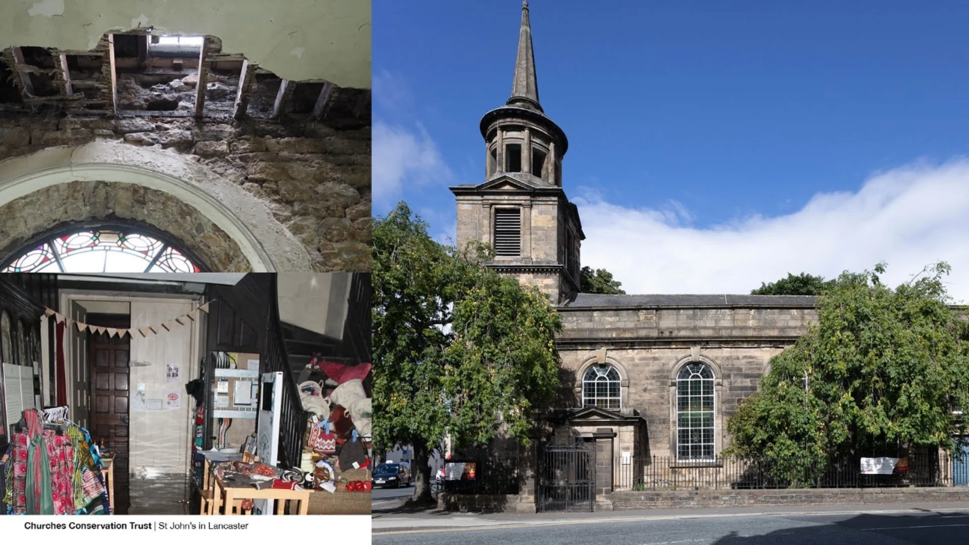 St John's Church in Lancaster showing flood.