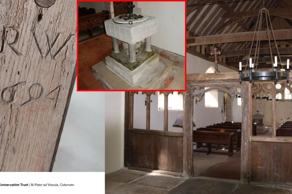 Internal features of St Peter ad Vincula Church in Colemore